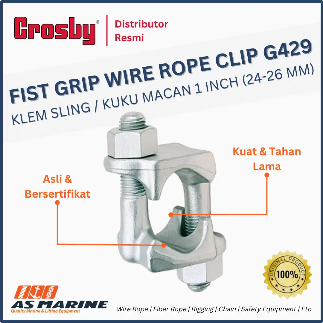 CROSBY USA Fist Grip Wire Rope Clip / Klem Sling G429 1 Inch 24-26 mm